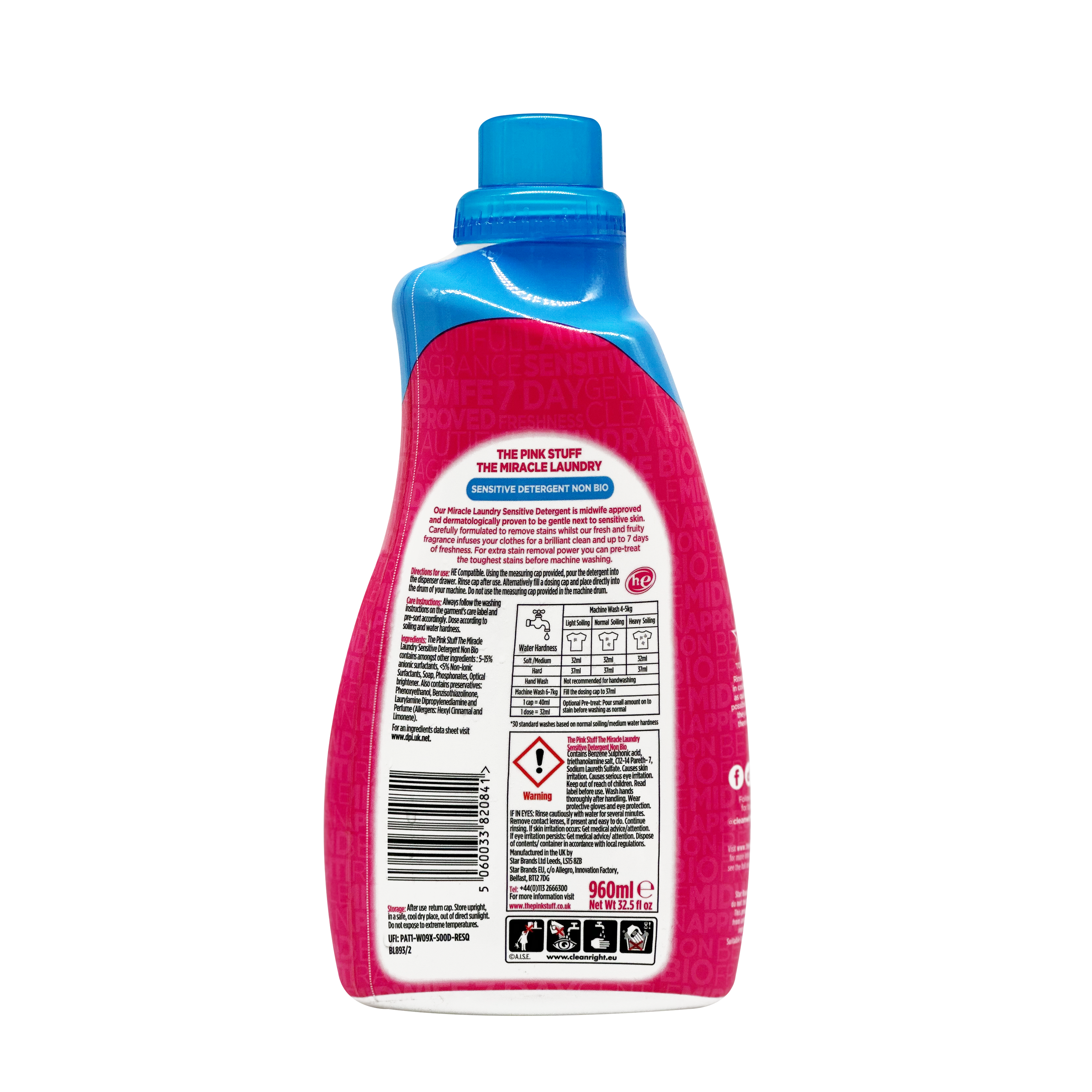 Гель для стирки The Pink Stuff Sensitive Detergent Non Bio 960 мл - фото 2