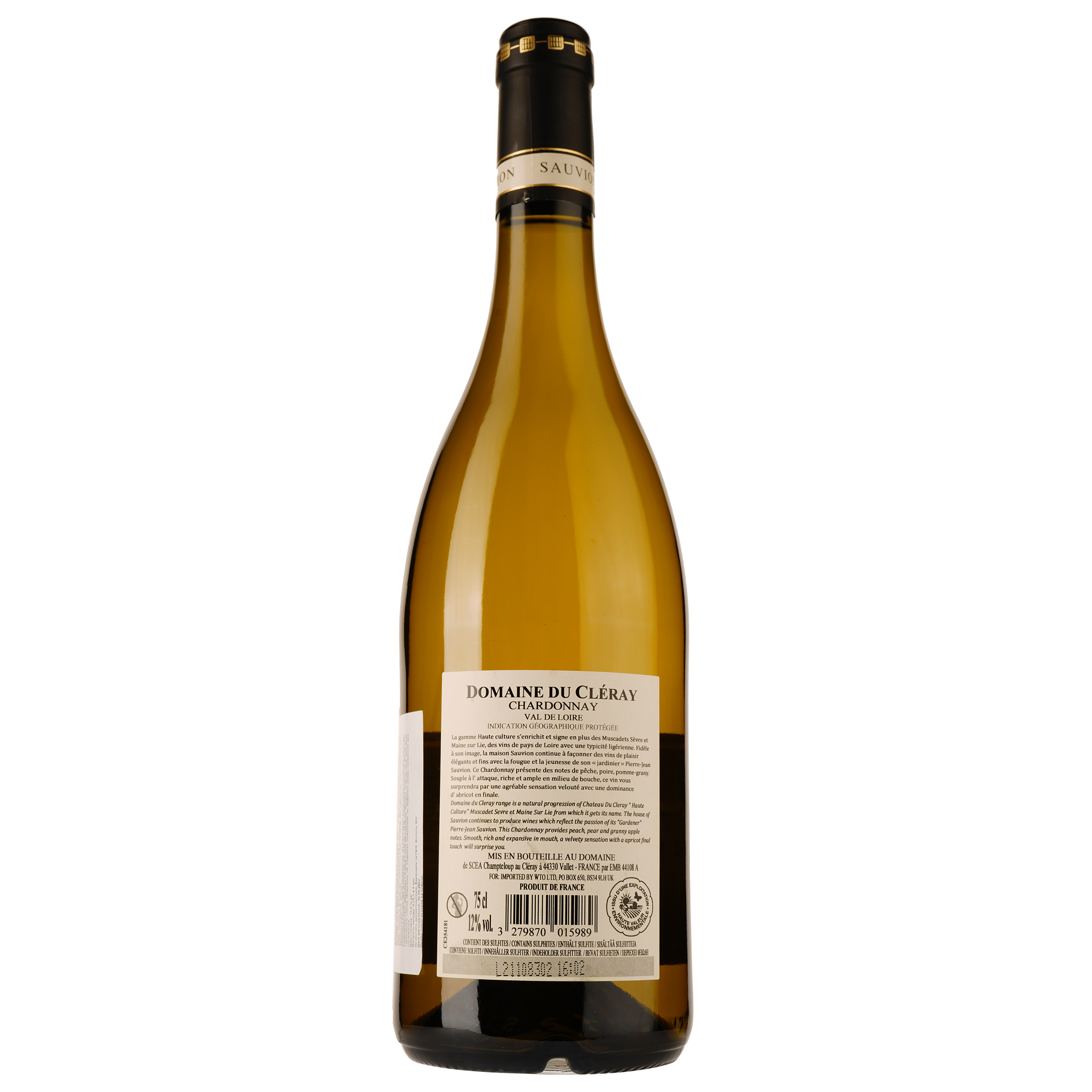 Вино Domaine du Cleray Chardonnay, біле, сухе, 0,75 л - фото 2