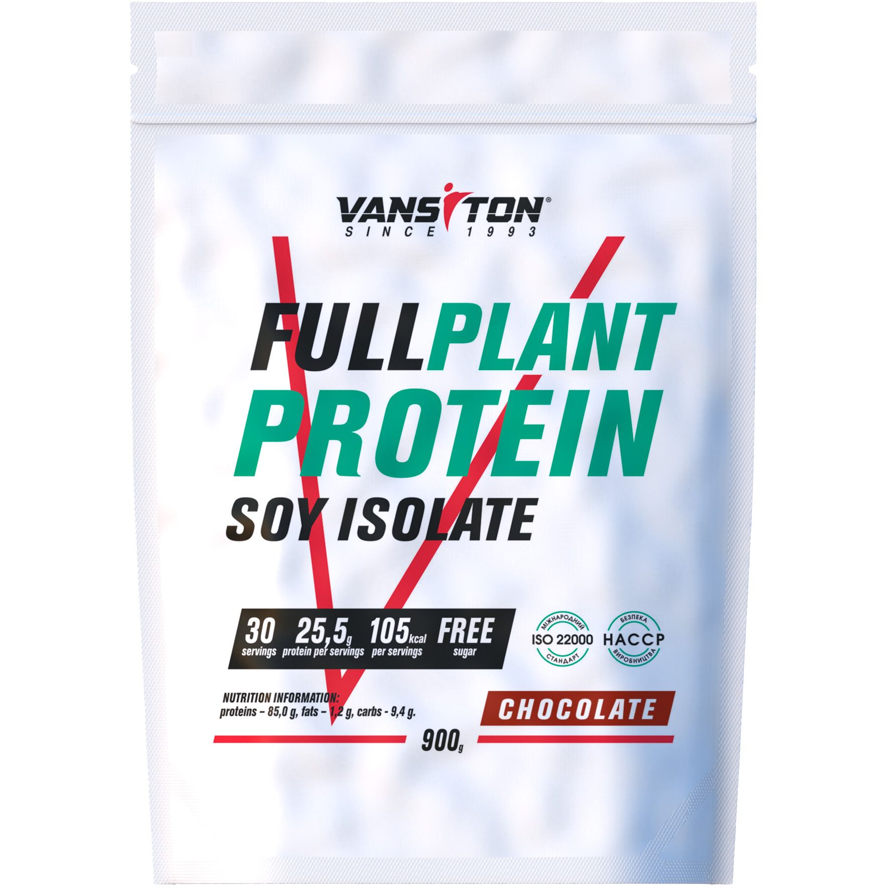 Соєвий ізолят Vansiton Plant Protein Chocolate 900 г - фото 1