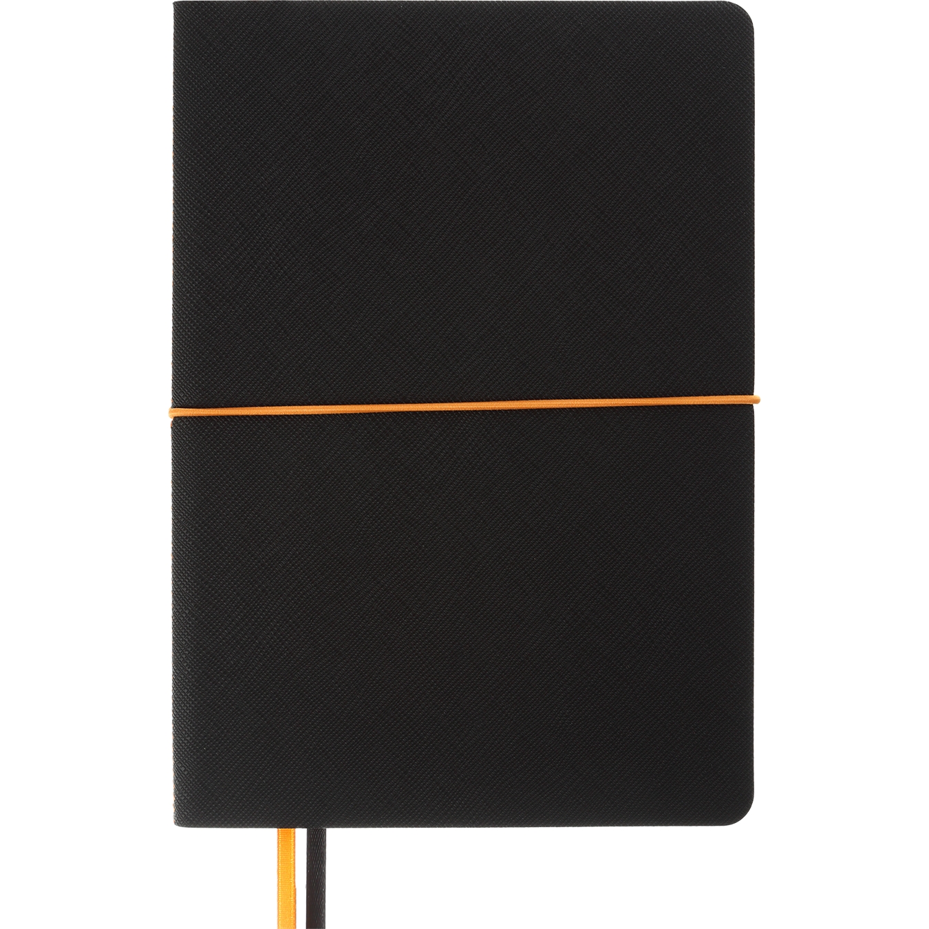 Блокнот деловой Buromax Unique А5 96 л. в клеточку обложка искусственная кожа черный с оранжевым (BM.295107-01) - фото 1