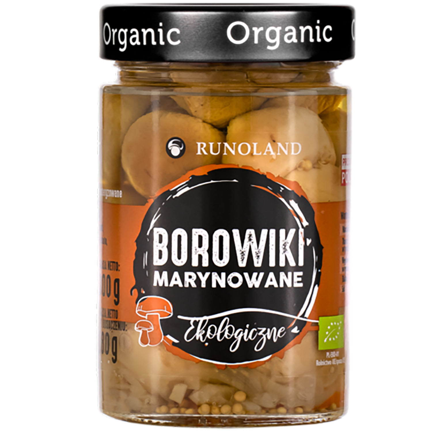 Грибы Runoland Borowik Marynowany Bio белые маринованные органические 300 г - фото 1