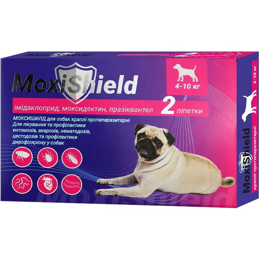 Капли противопаразитарные Fipromax MoxiShield для собак 4-10 кг 2 пипетки 1.2 мл - фото 1
