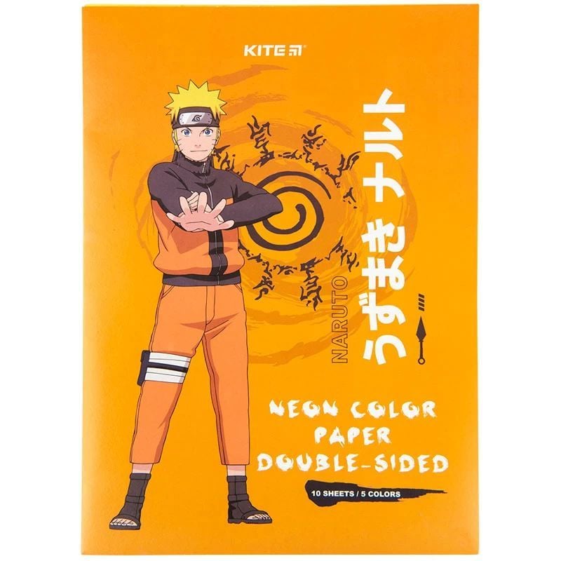 Бумага цветная Kite Naruto неоновая А4 10 листов 5 цветов (NR23-252) - фото 1