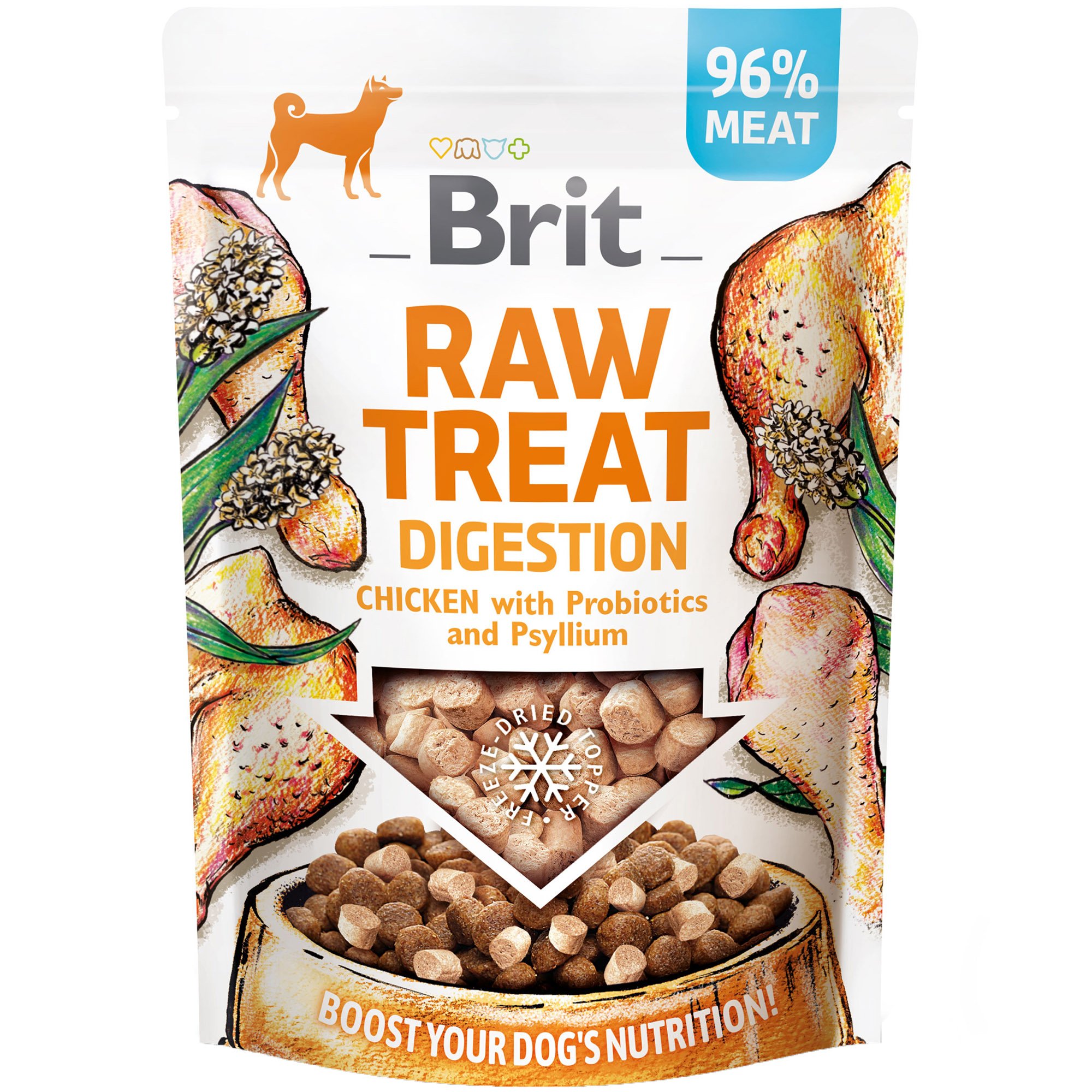 Лакомство для собак Brit Raw Treat Freeze-Dried Digestion для улучшения пищеварения, с курицей 40 г - фото 1