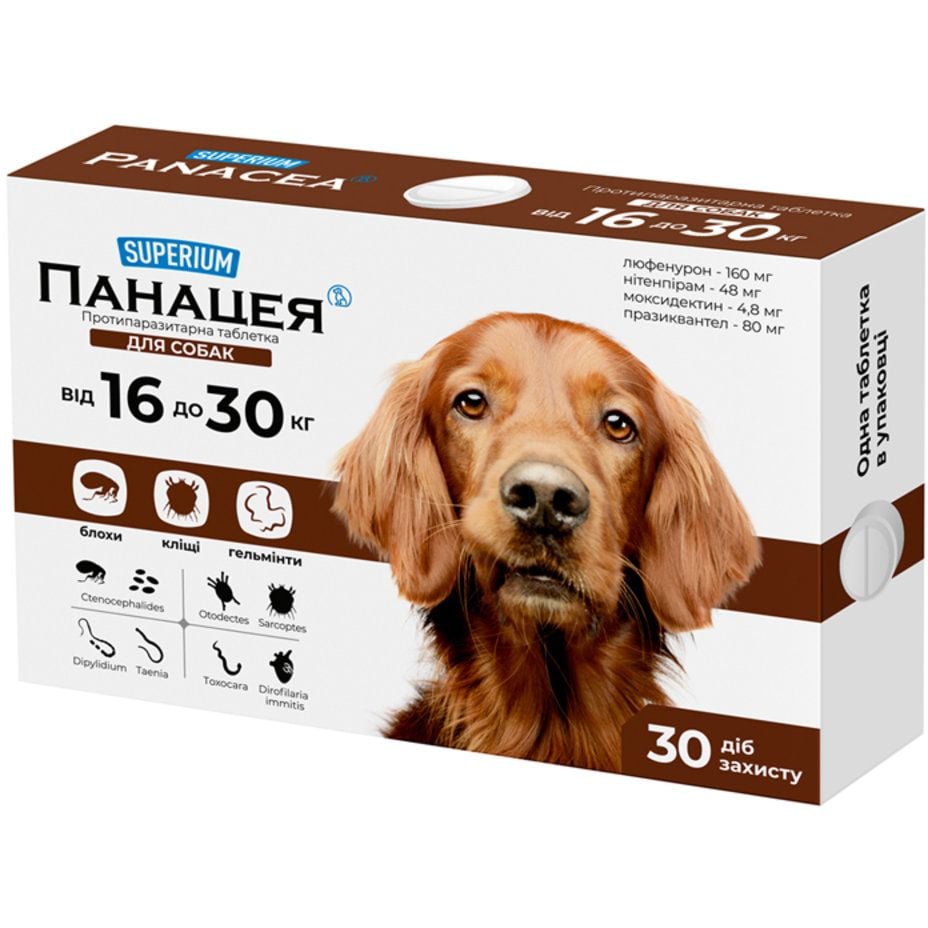 Противопаразитарная таблетка для собак Superium Панацея 16-30 кг - фото 1