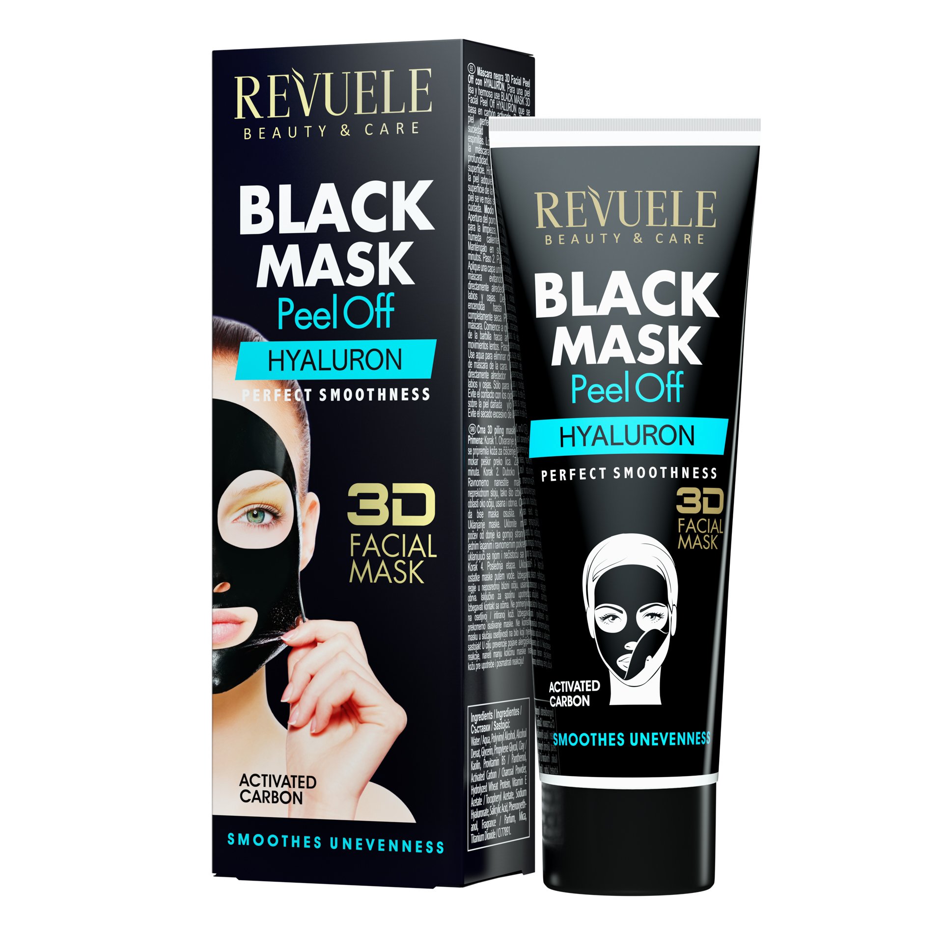 Черная маска-пленка для лица Revuele Black Mask Peel Off Hyaluron с гиалуроновой кислотой, 80 мл - фото 1