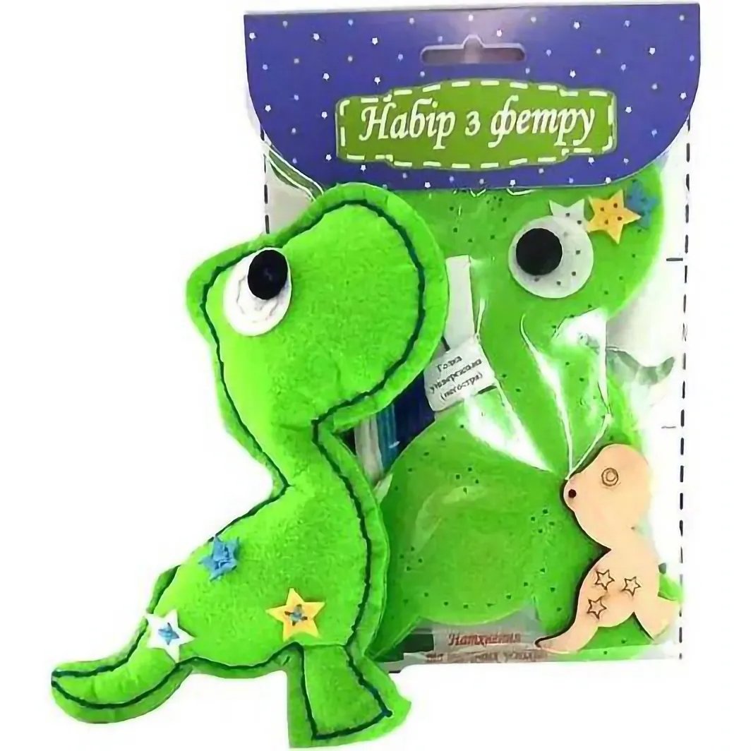 Набір для творчості Аплі Краплі Зший сам іграшку з фетру "Динозавр зелений" (СИ-10) - фото 1