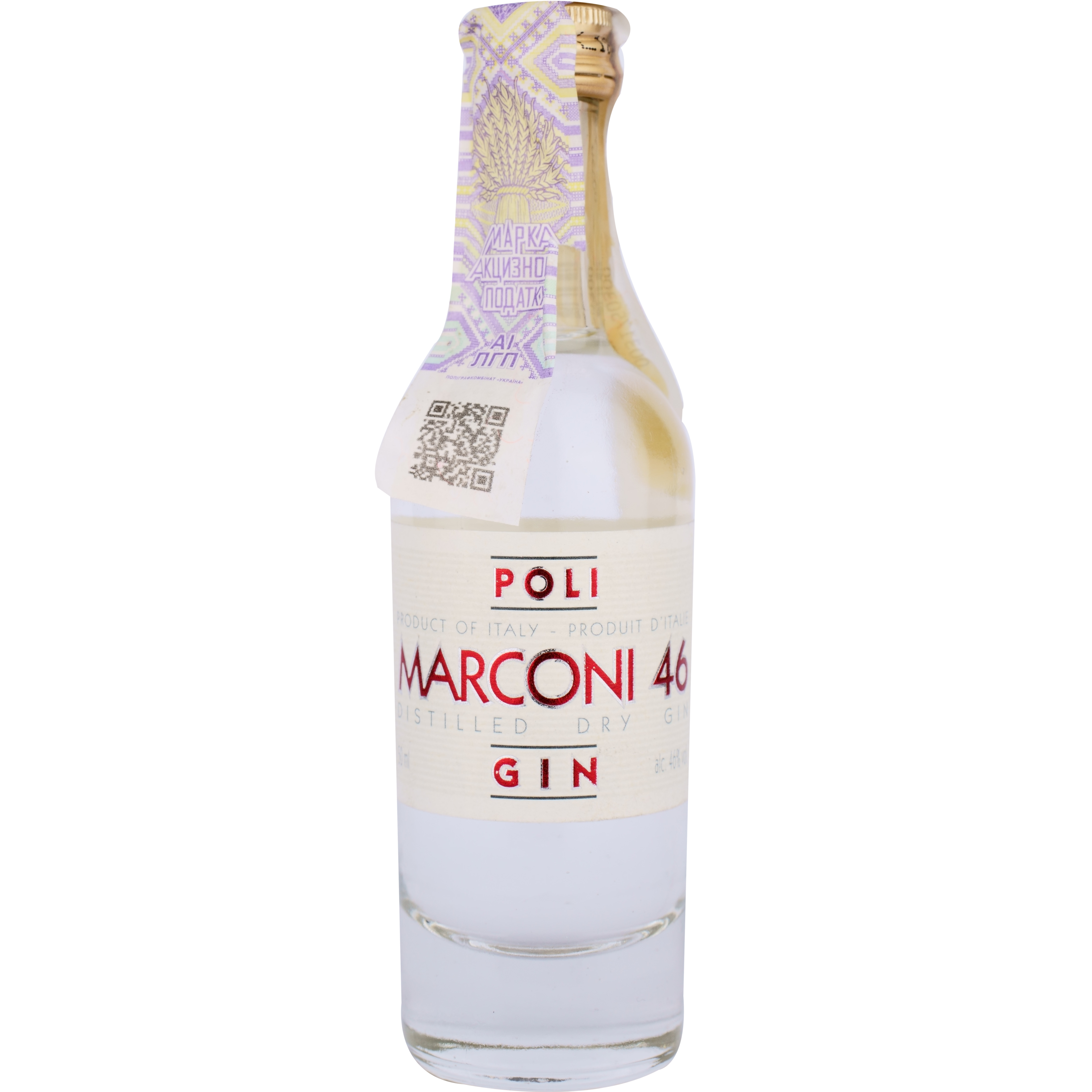 Джин Poli Distillerie Gin Marconi 46 Distilled, 46%, 0,05 л - фото 1