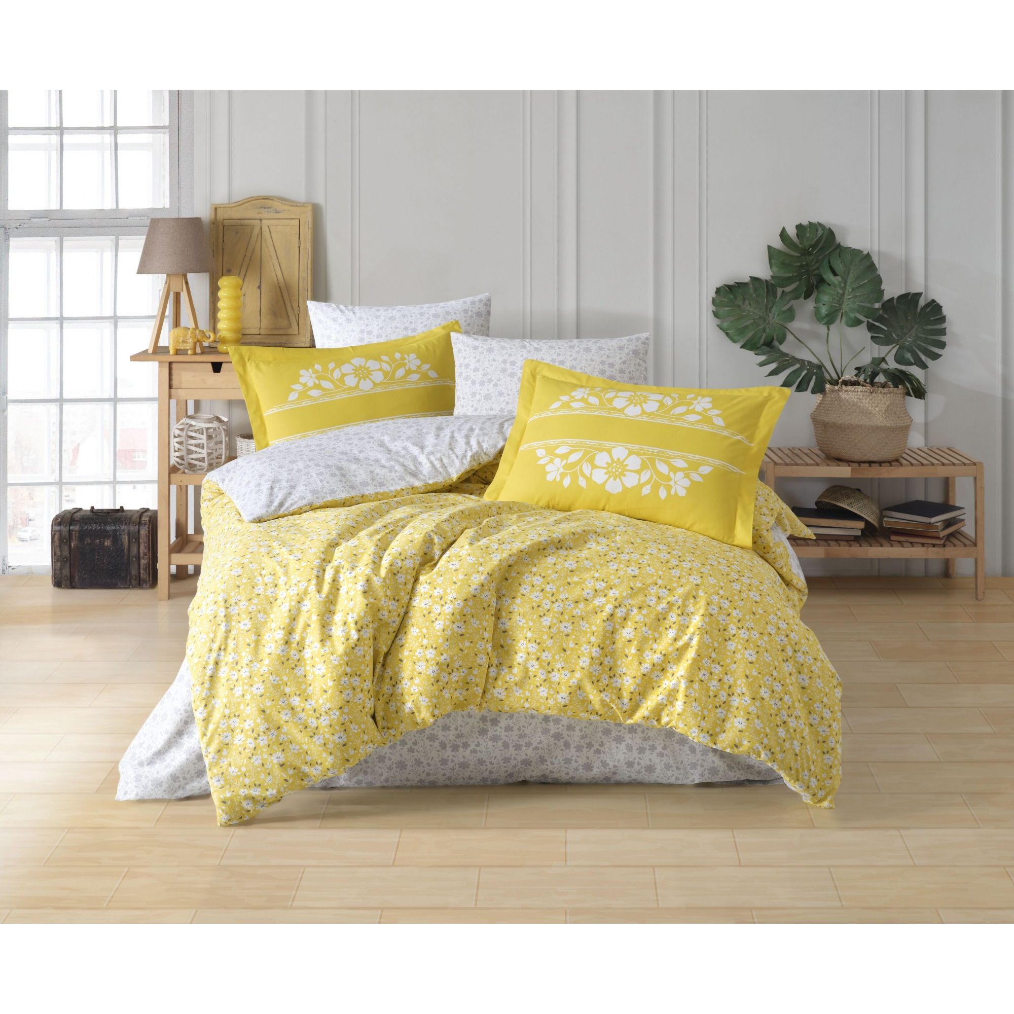 Комплект постельного белья Hobby Poplin Sofia евро желтый (76218_2,0) - фото 1