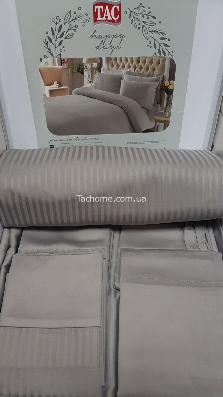 Комплект постельного белья TAC Premium Basic Antracit Евро Разноцветный 000229944 - фото 2