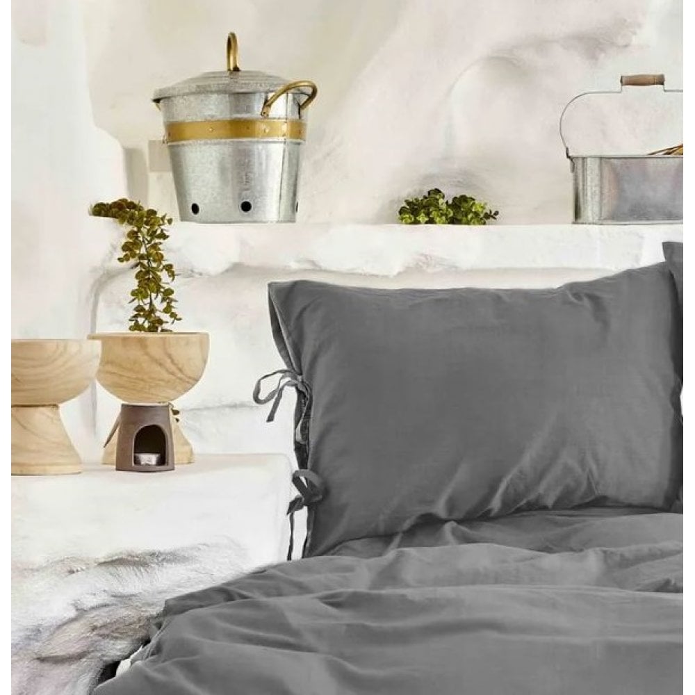 Комплект постельного белья Karaca Home 4 Element Hava Su antrasit, евростандарт, серый (svt-2000022300810) - фото 3