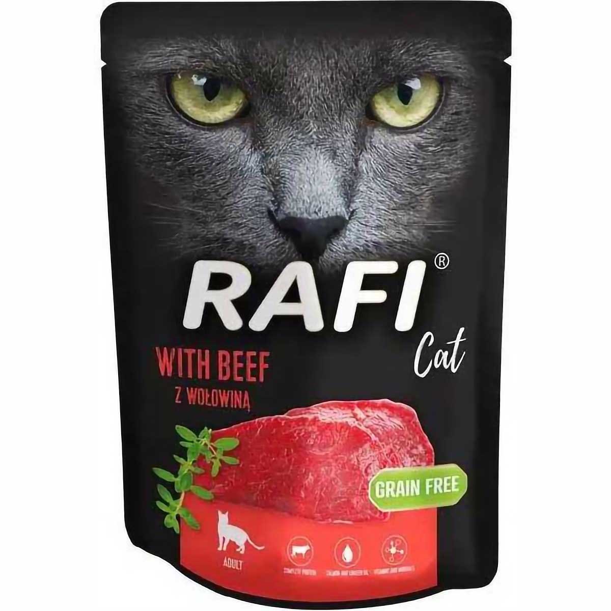 Вологий корм для дорослих котів Dolina Noteci Rafi Cat пауч з яловичиною 300 г - фото 1