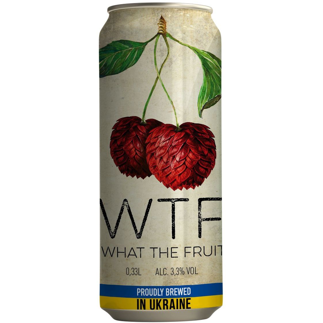 Пиво Правда What The Fruit Cherry, светлое, нефильтрованное, 3,3%, 0,33 л, ж/б - фото 1