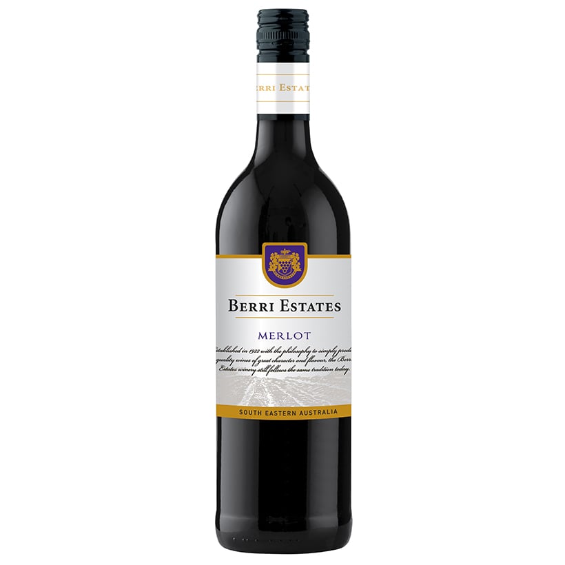 Вино Berri Estates Merlot, червоне, напівсухе, 13,5%, 0,75 л - фото 1