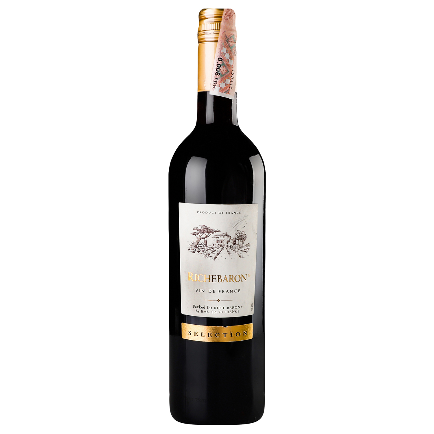 Вино Uvica Richebaron, червоне, сухе, 0,75 л - фото 1