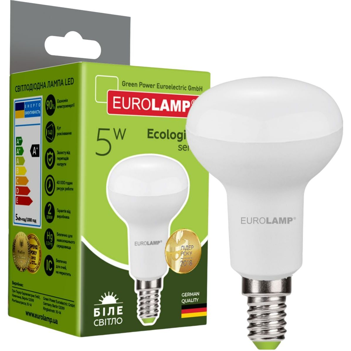 Світлодіодна лампа Eurolamp LED Ecological Series, R39, 5W, E14 4000K (LED-R39-05144(P)) - фото 1