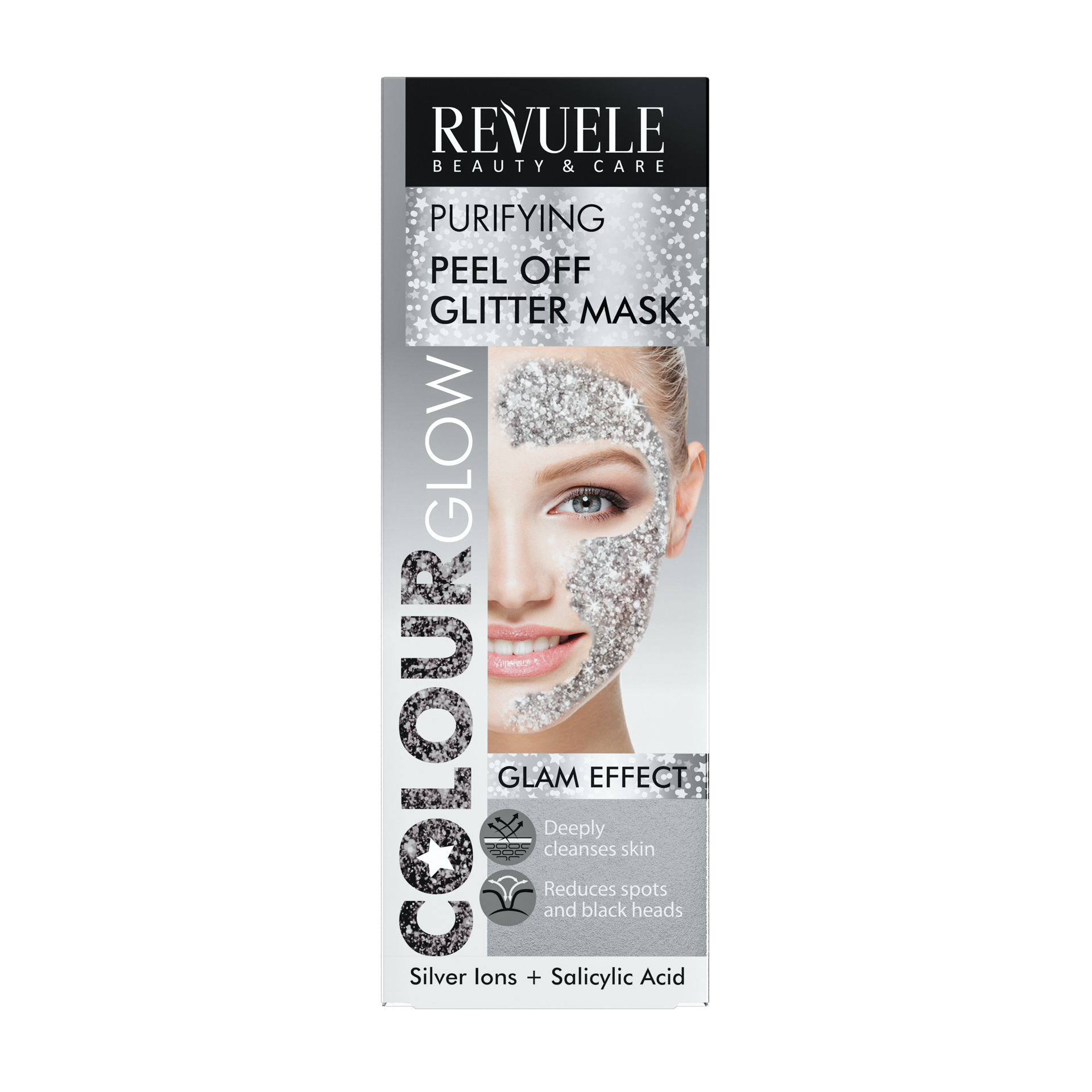 Серебристая очищающая маска-пленка для лица Revuele Colour Glow, 80 мл - фото 1