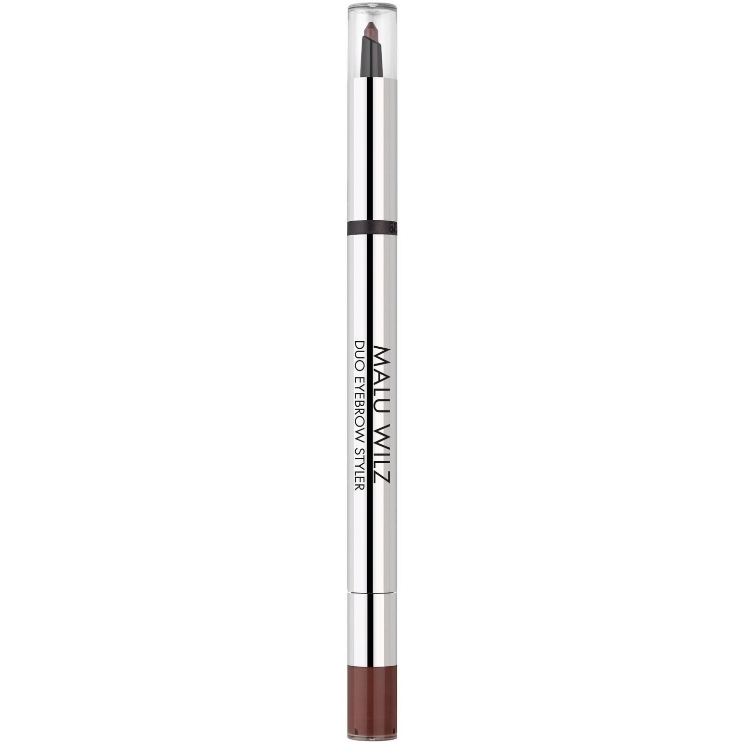 Олівець та пудра для брів 2 в 1 Malu Wilz Duo Eyebrow Styler Dark Brown тон 8, 0.8 г - фото 1