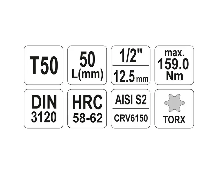 Головка торцевая Yato квадрат 1/2" TORX Т50 L=55 мм (YT-04316) - фото 4