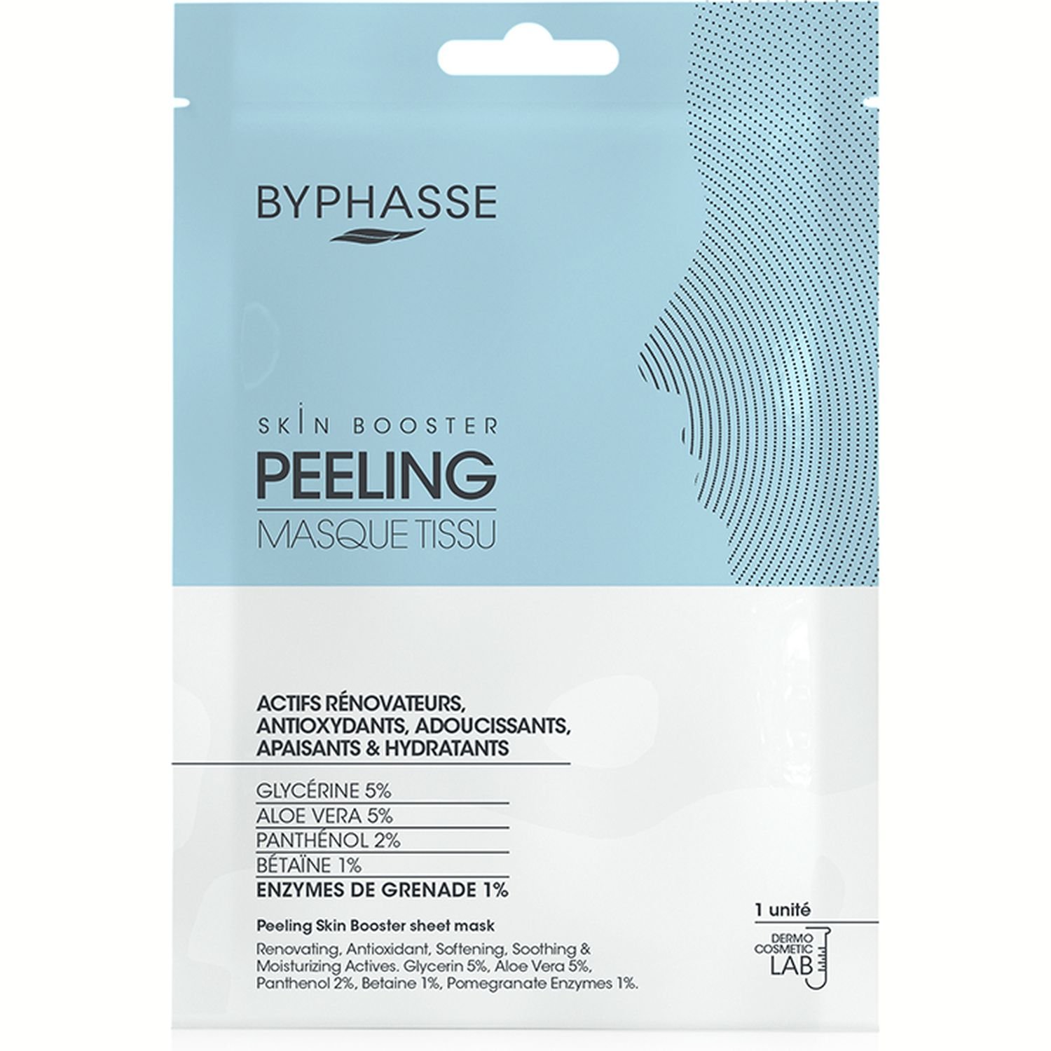 Тканинна маска-бустер для обличчя Byphasse для пілінгу, 18 мл - фото 1