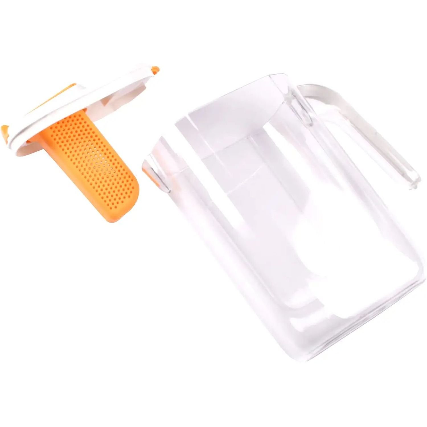 Набір для напоїв Supretto пластиковий глечик із фільтром і 4 склянки прозорий із помаранчевим (83890001) - фото 2