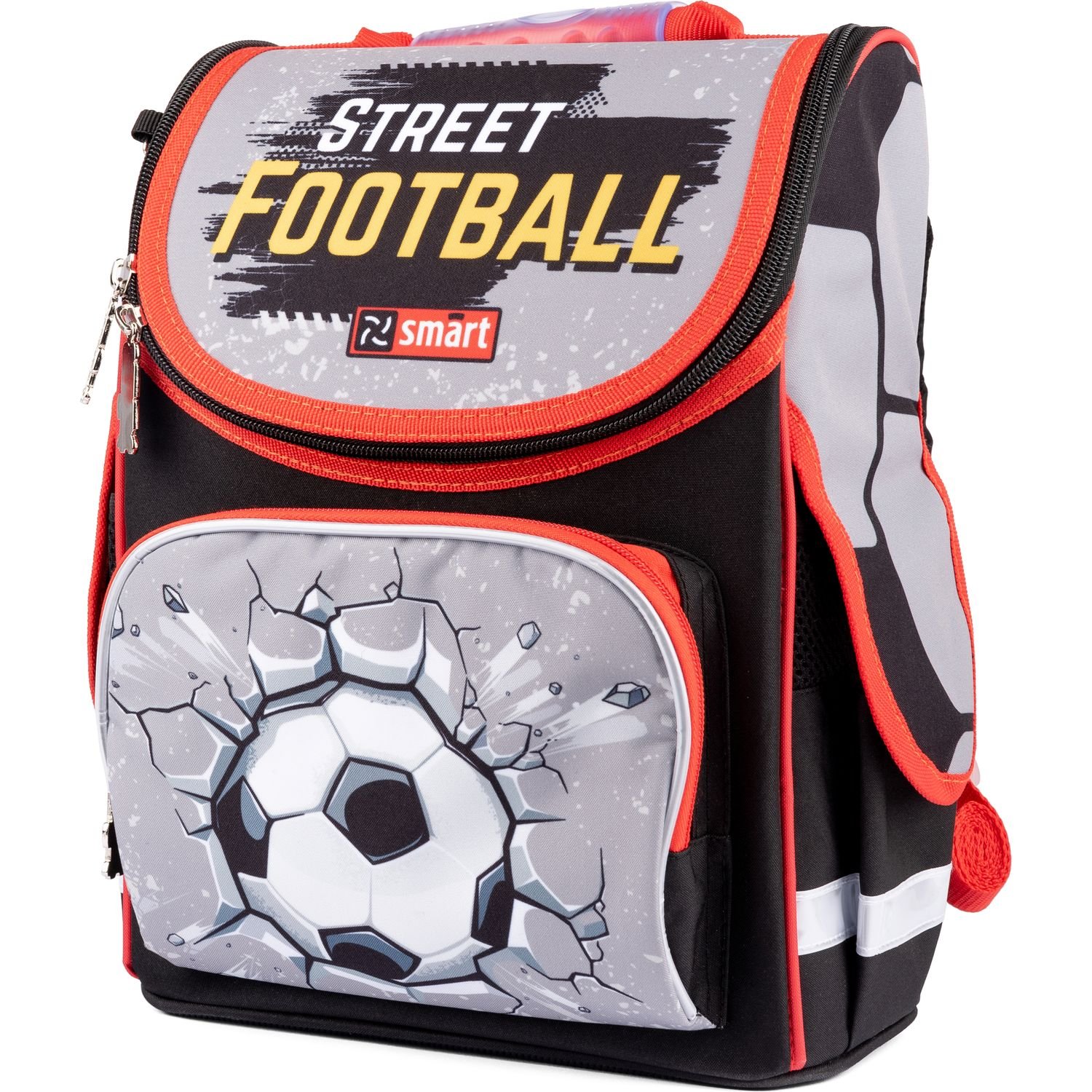 Рюкзак шкільний каркасний Smart PG-11 Football, сірий з чорним (559017) - фото 1