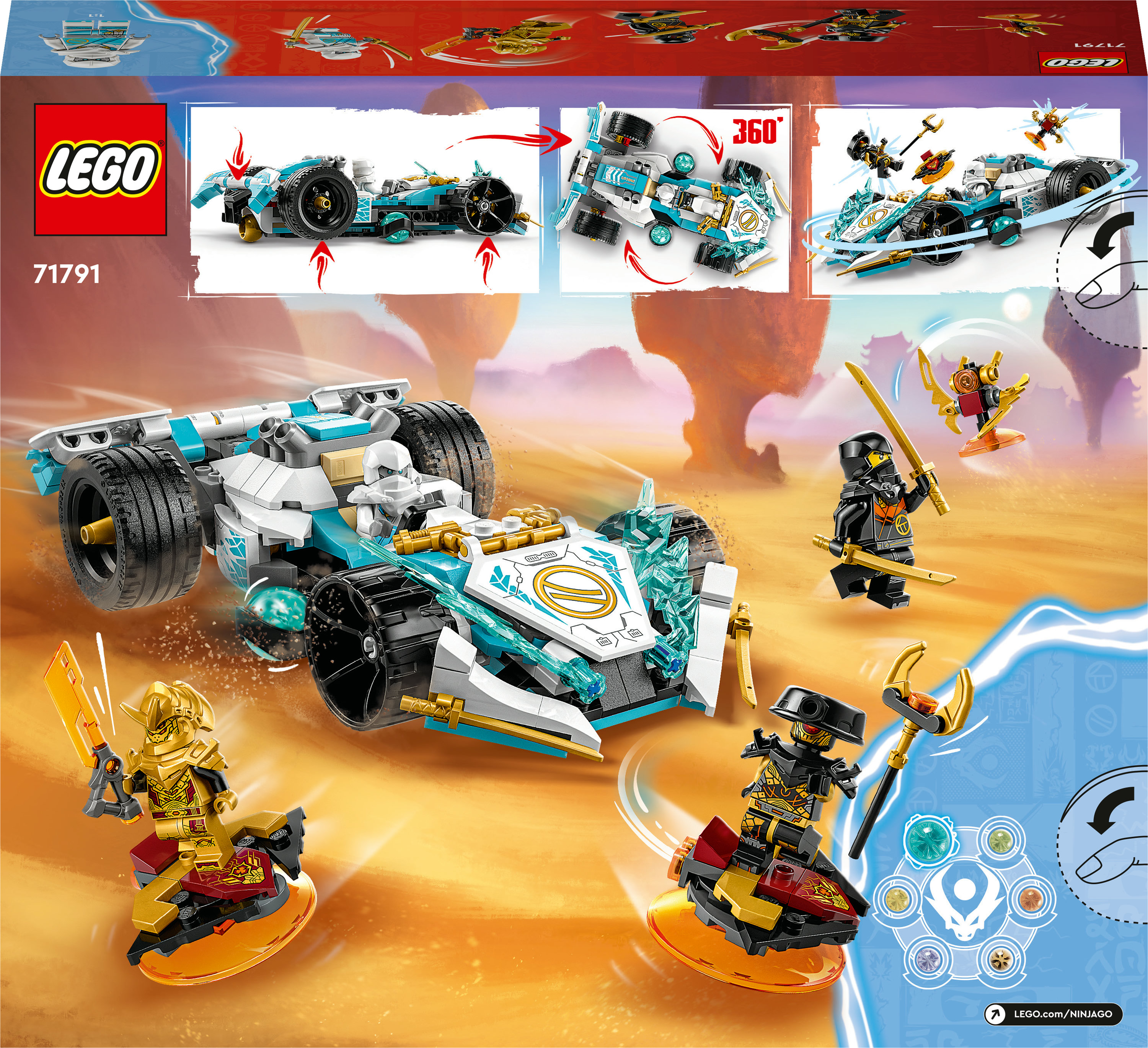 Конструктор LEGO Ninjago Суперсила дракона Зейна автомобиль для гонки спин-джитса, 307 деталей (71791) - фото 9