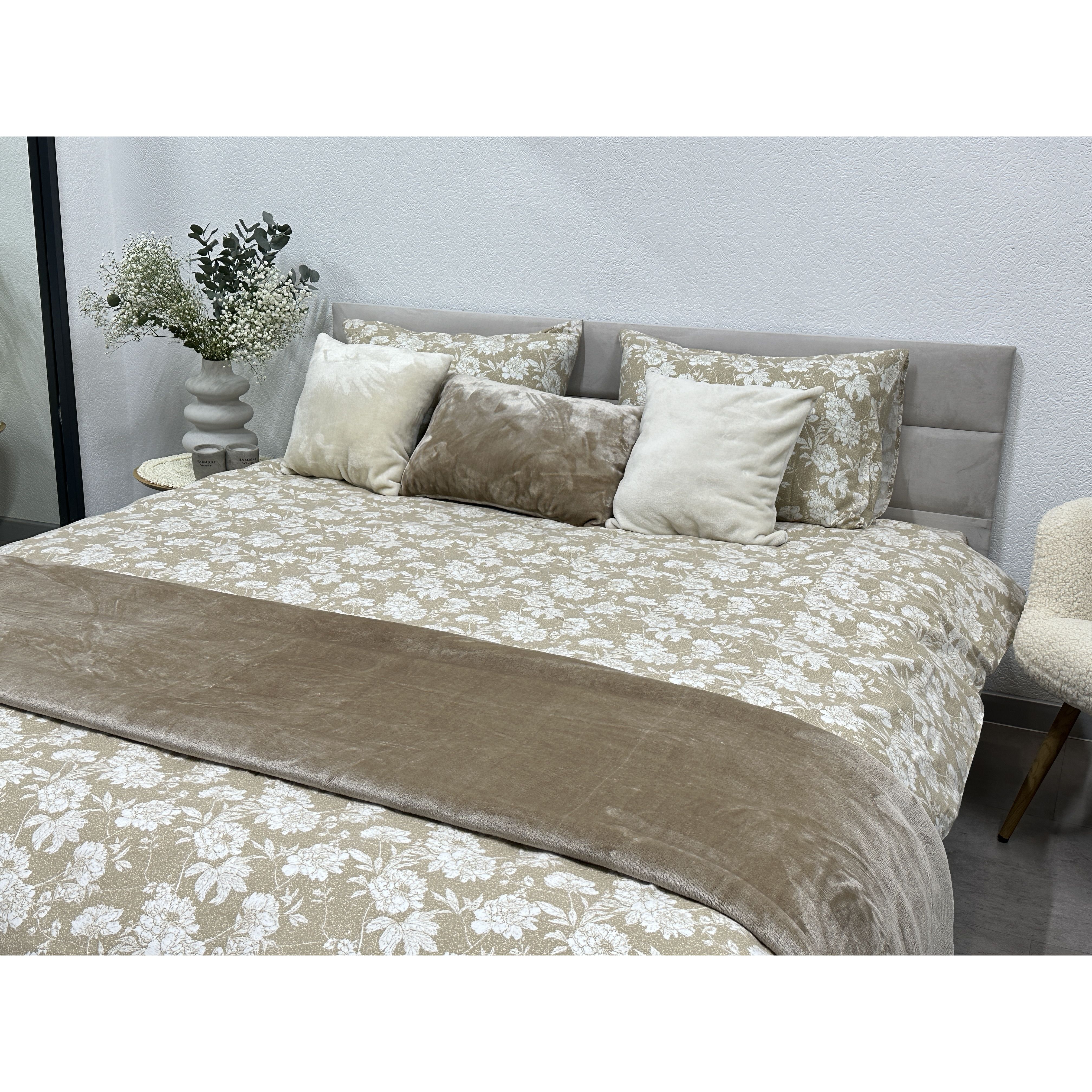 Комплект постельного белья Ecotton двуспальный 267262 Цветок на бежевом (24274) - фото 4
