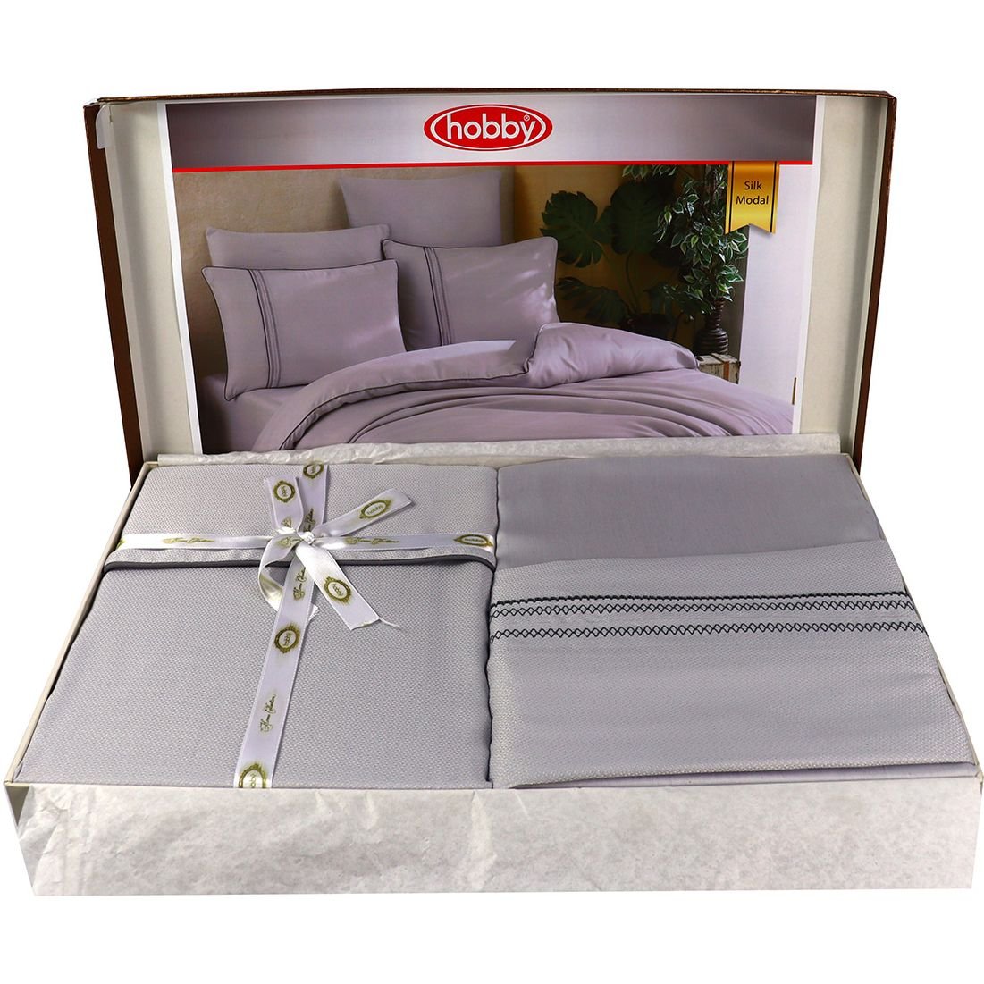 Комплект постельного белья Hobby Silk-Modal евро серый (606549_2,0) - фото 9
