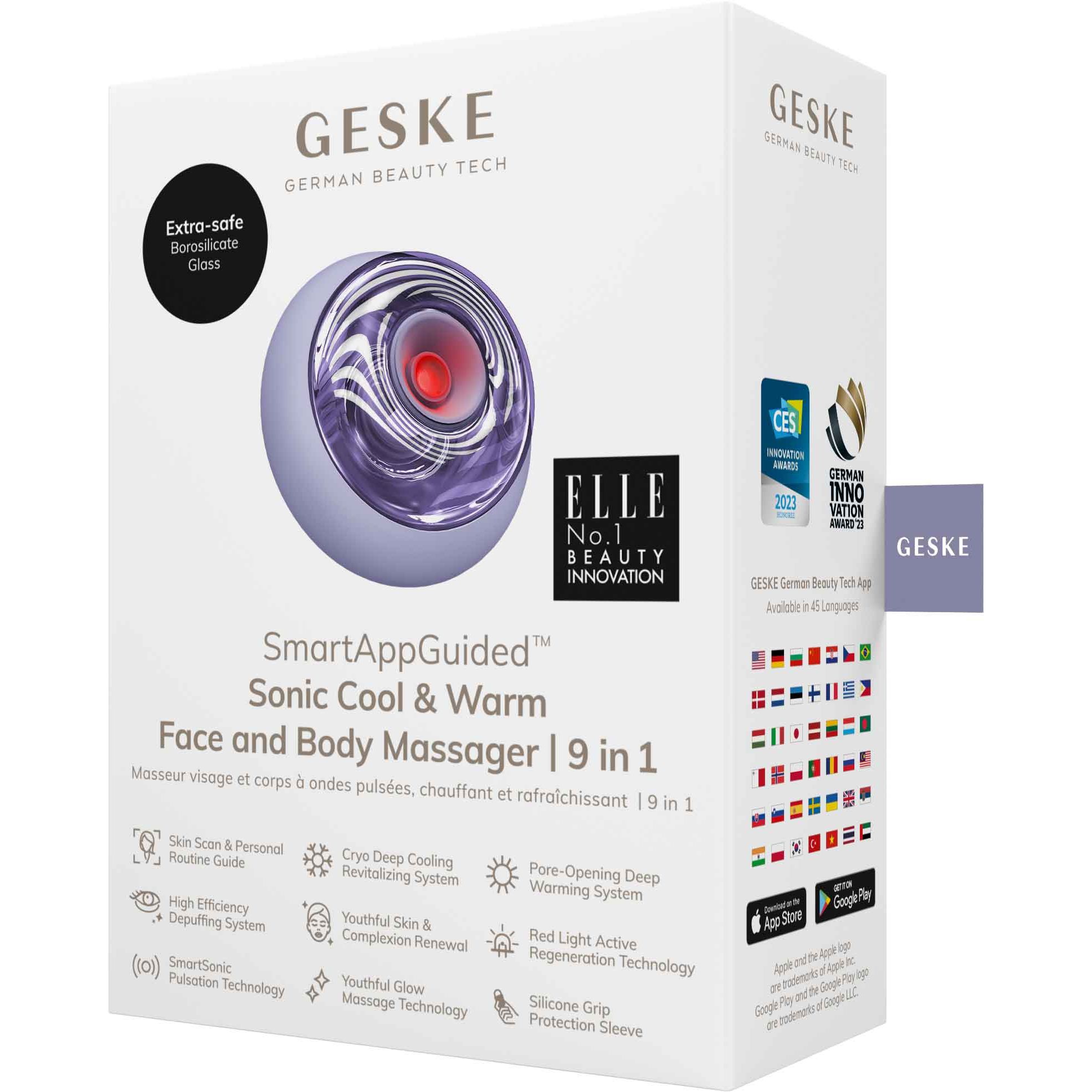 Звуковой массажер для лица и тела GESKE Sonic Cool & Warm Face and Body Massager 9 в 1 фиолетовый - фото 5