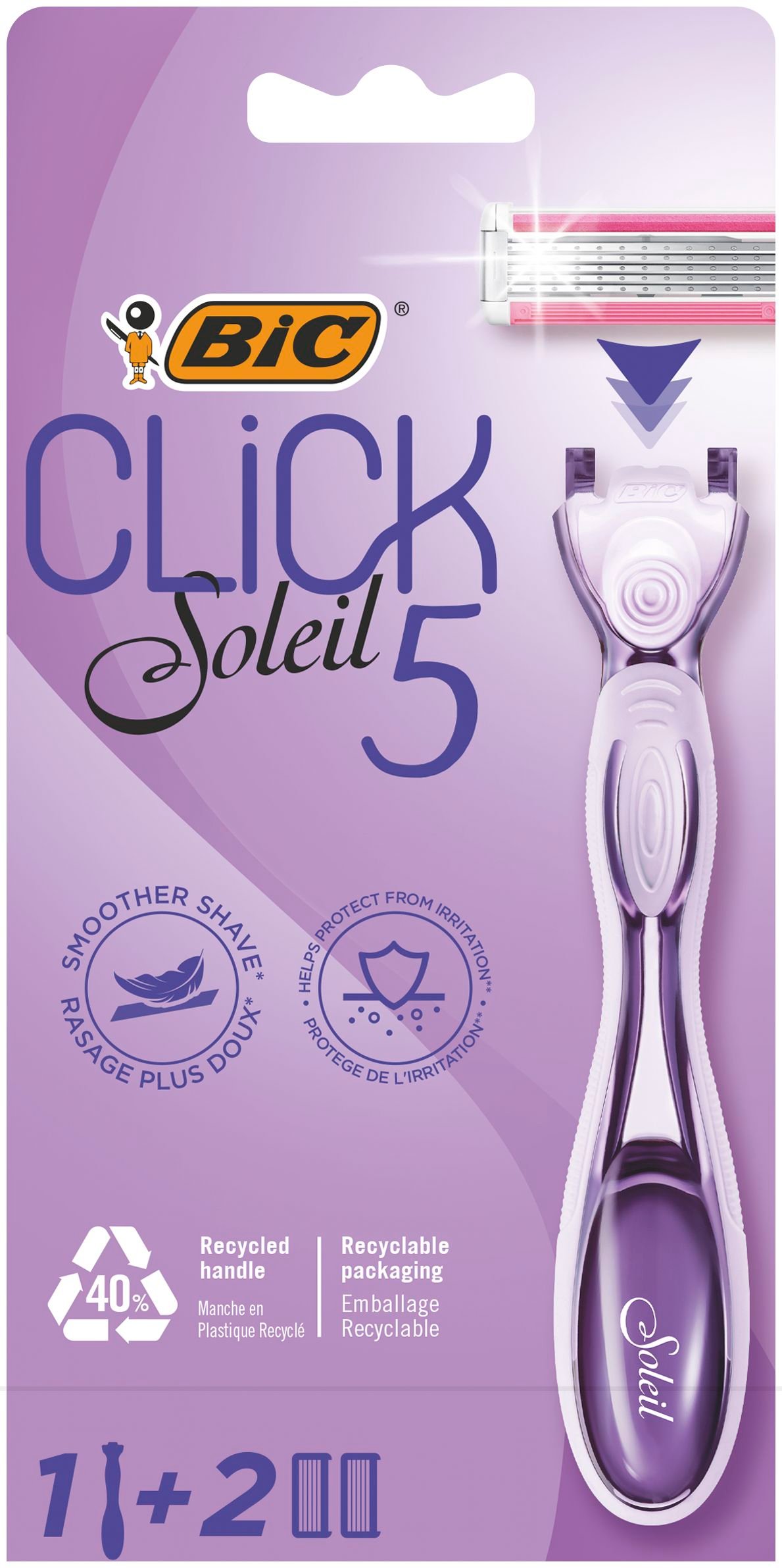 Станок для бритья BIC Miss Soleil Click 5 с 2 сменными картриджами - фото 2