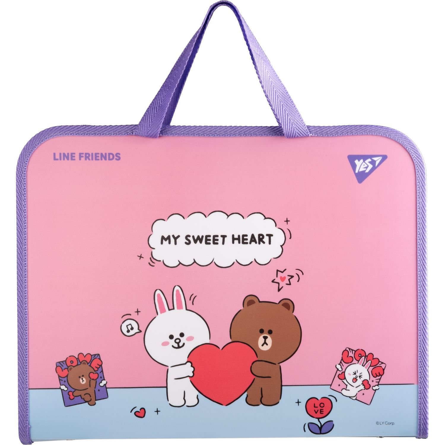 Папка портфель Yes FC Line Friends. Choco and Cony на молнии с тканевыми ручками (492239) - фото 1