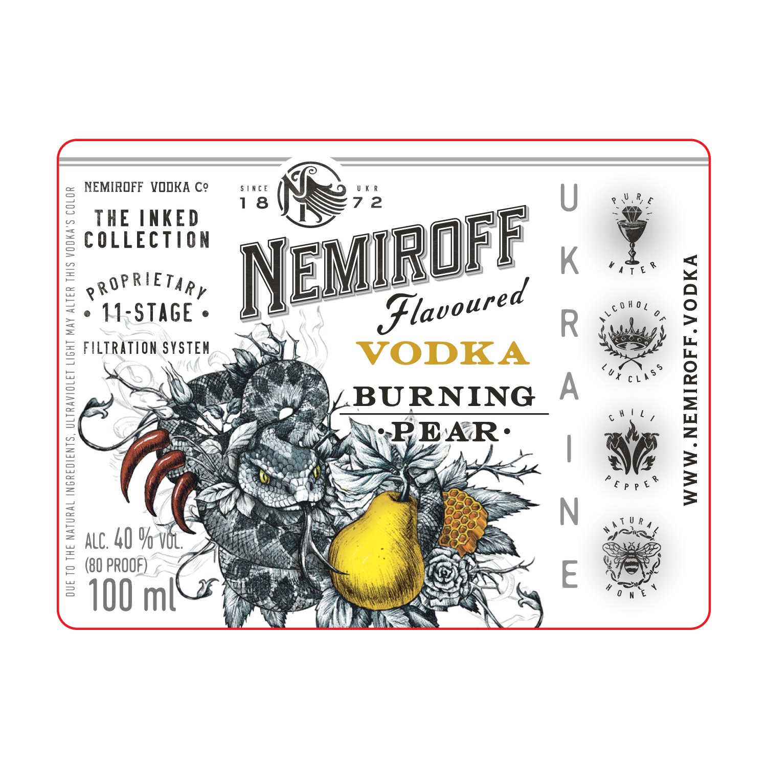 Настоянка Nemiroff Burning Pear 40% 0.1 л - фото 5