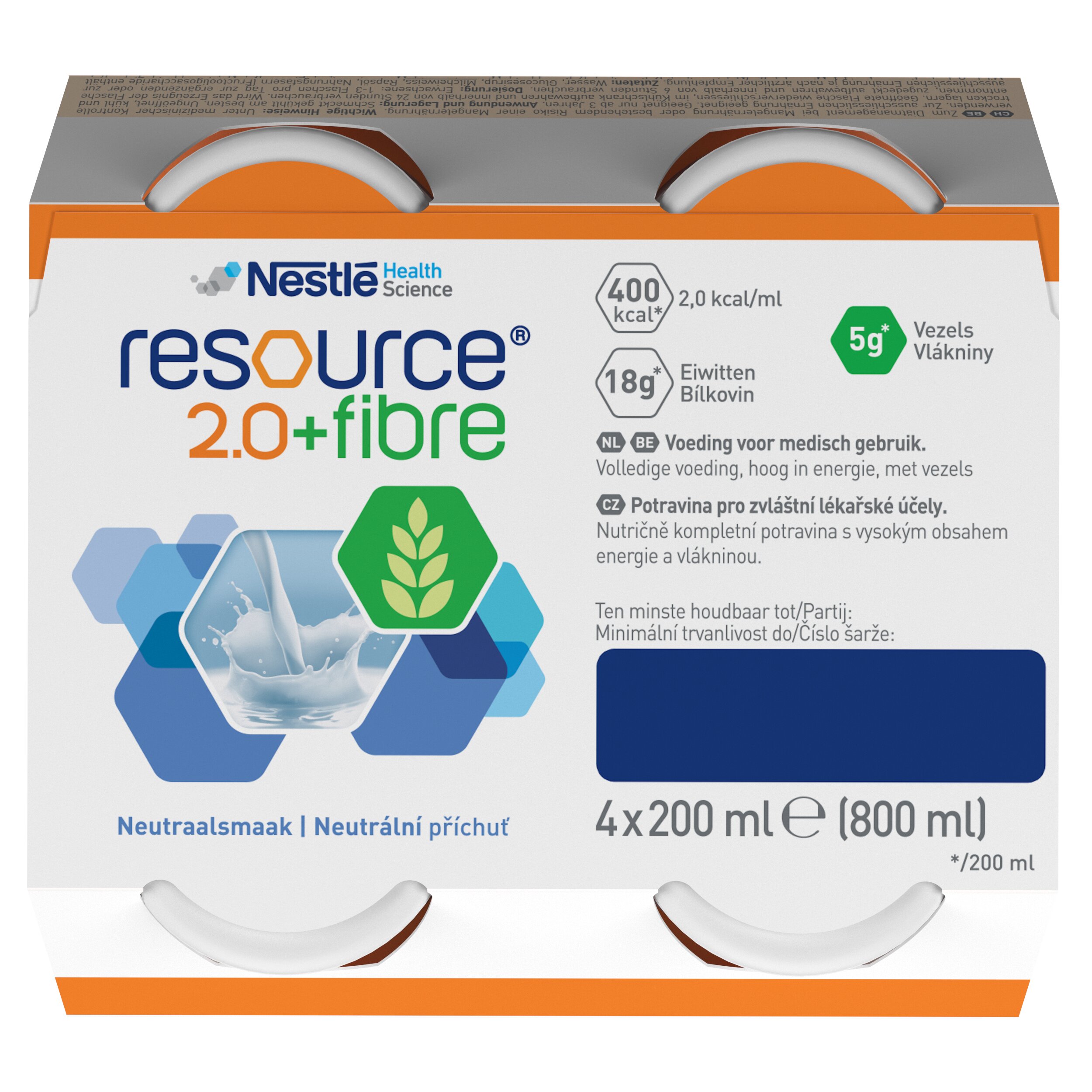 Энтеральное питание Nestle Health Science Resource 2.0+Fibre с нейтральным вкусом 4 шт. х 200 мл - фото 8