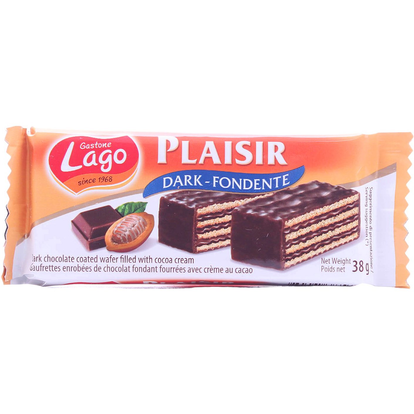 Вафли Gastone Lagо Plaisir с какао в черном шоколаде 38 г (756009) - фото 1