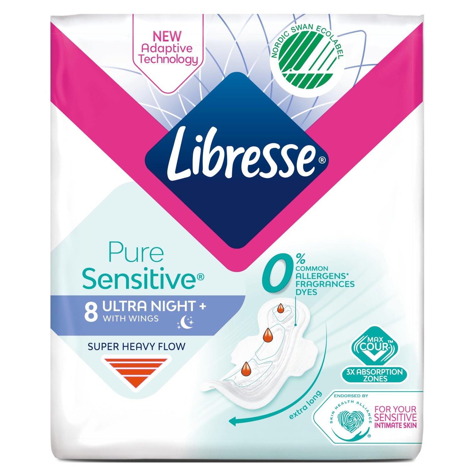 Photos - Menstrual Pads Libresse Прокладки гігієнічні  Pure Sensitive Ultra Night, 8 шт. 