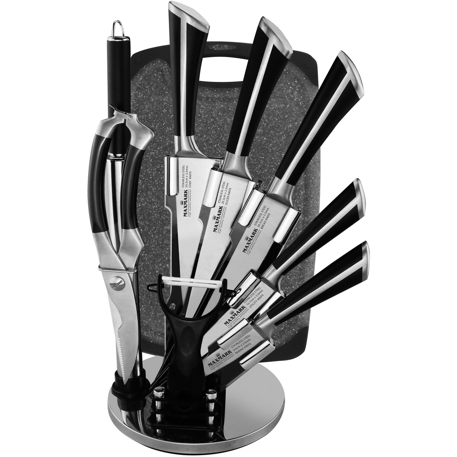 Набір ножів Maxmark, 10 предметів, сріблястий з чорним (MK-K01) - фото 1