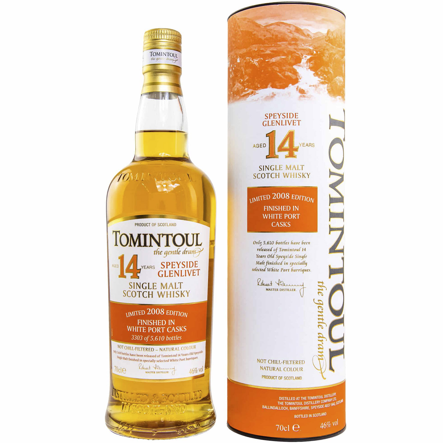 Віскі Tomintoul White Port Cask Finish 14 yo Single Malt Scotch Whisky2008 46% 0.7 л в коробці - фото 1