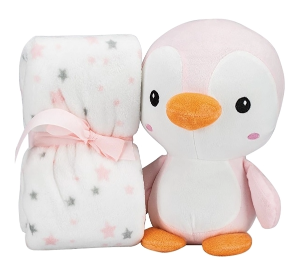 Плед Interbaby Flecce Plush Toy Pinguin Pink, 110х80 см, рожевий (8100258) - фото 1