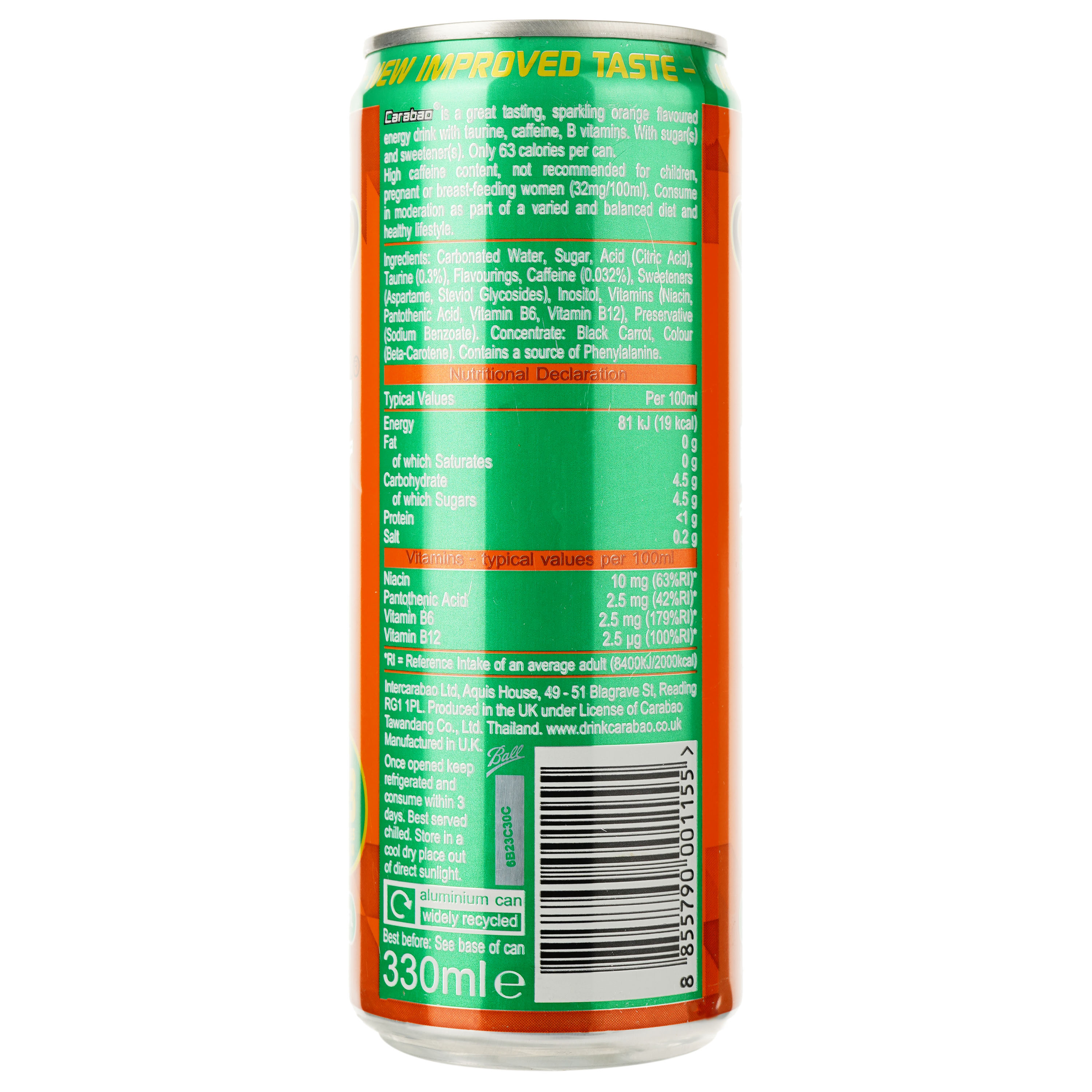 Энергетический безалкогольный напиток Carabao Orange Blast 330 мл - фото 2