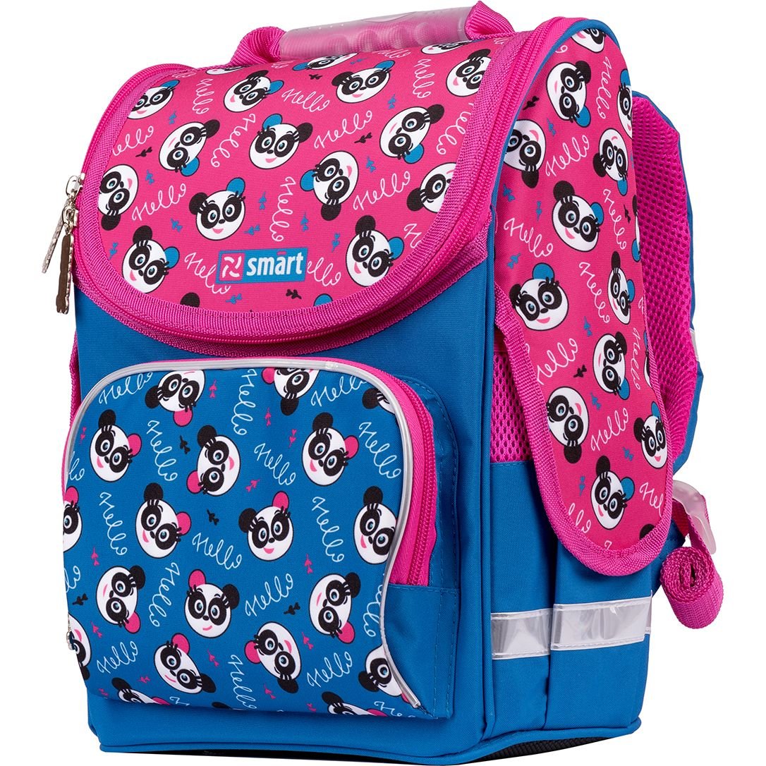 Рюкзак шкільний каркасний Smart PG-11 Hello panda, синій з рожевим (557596) - фото 1