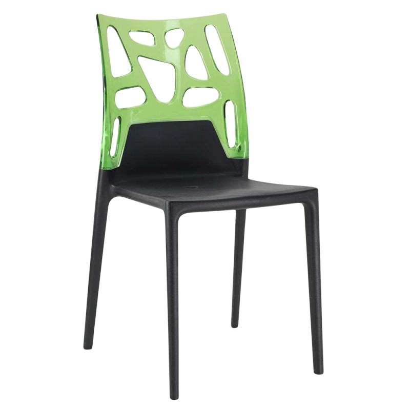 Стілець Papatya Ego-Rock, чорне сидіння, верх прозоро-зелений (388597) - фото 1
