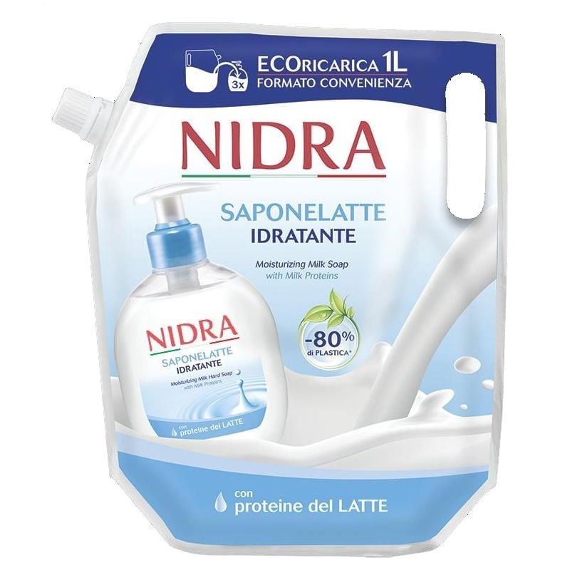 Жидкое мыло Nidra Saponelatte Idratante увлажняющее с молочными протеинами, 1 л - фото 1