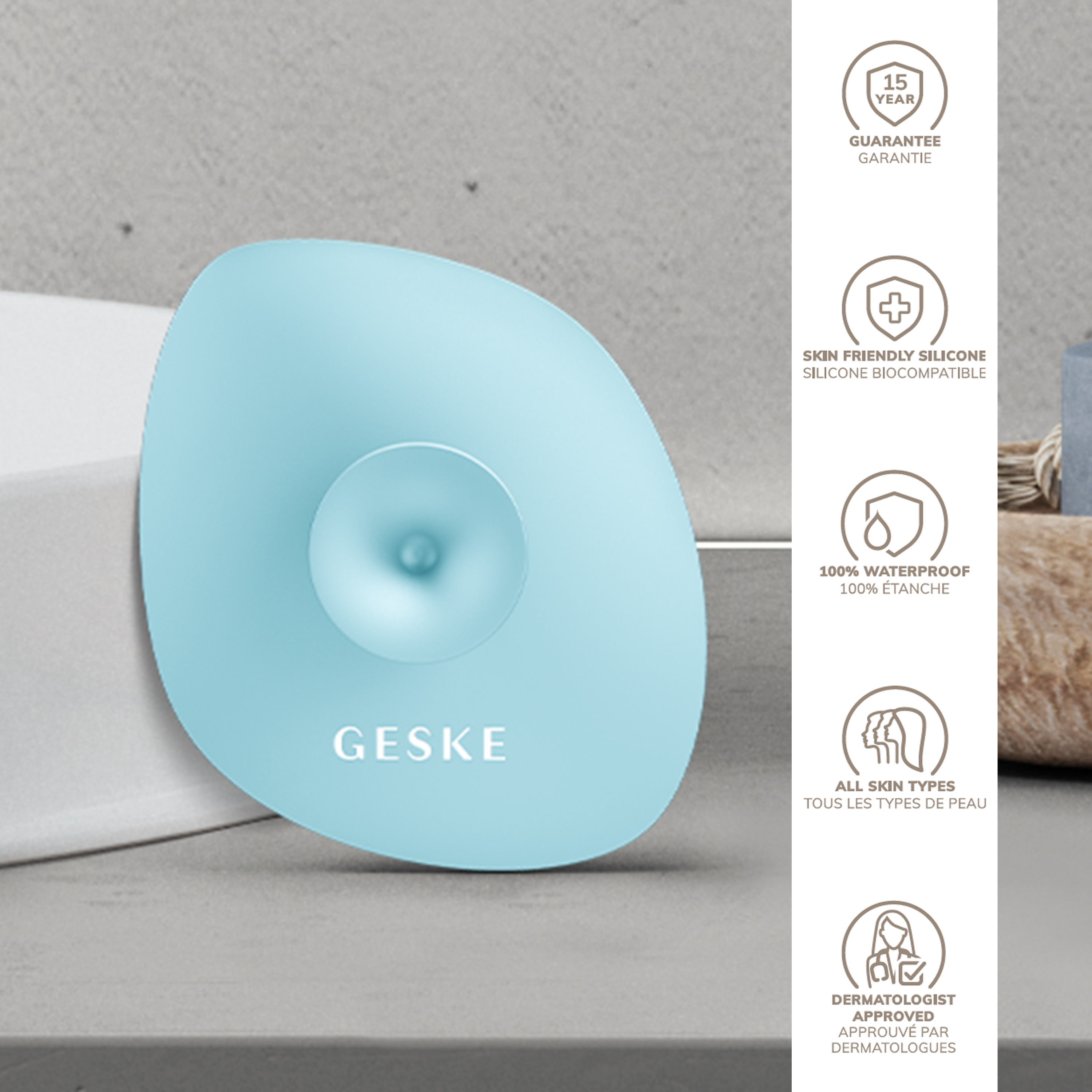 Щетка для лица GESKE Facial Brush 4 в 1 с держателем бирюзовая - фото 7