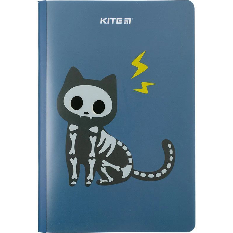 Блокнот для записей Kite Cat sceleton A5+ в клеточку 40 листов синий (K23-460-1) - фото 1