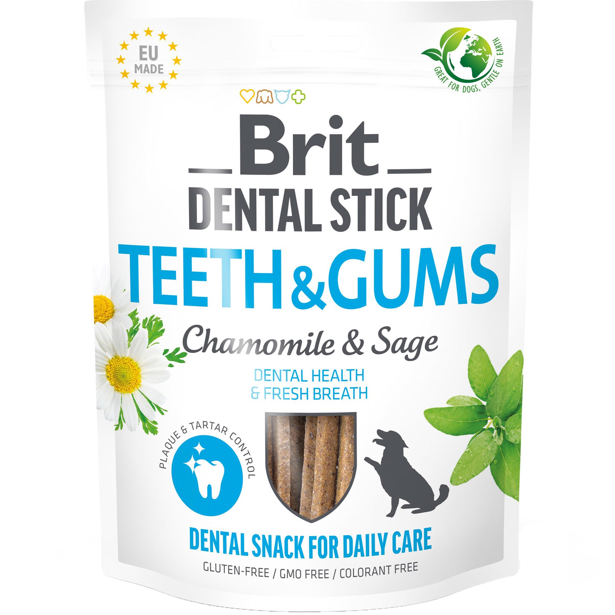 Ласощі для собак Brit Dental Stick Teeth & Gums здорові ясна та зуби, ромашка і шавлія 7 шт. 251 г - фото 1