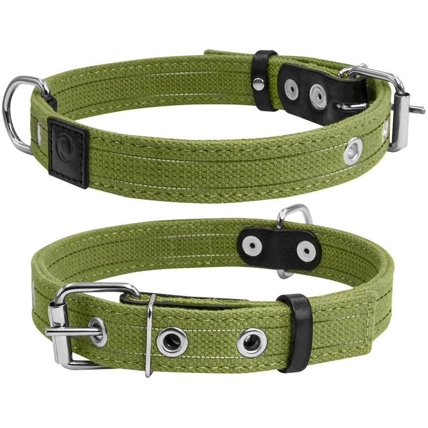 Ошейник для собак Collar, хлопчатобумажный, двойной, 31-41x2 см, зеленый - фото 3