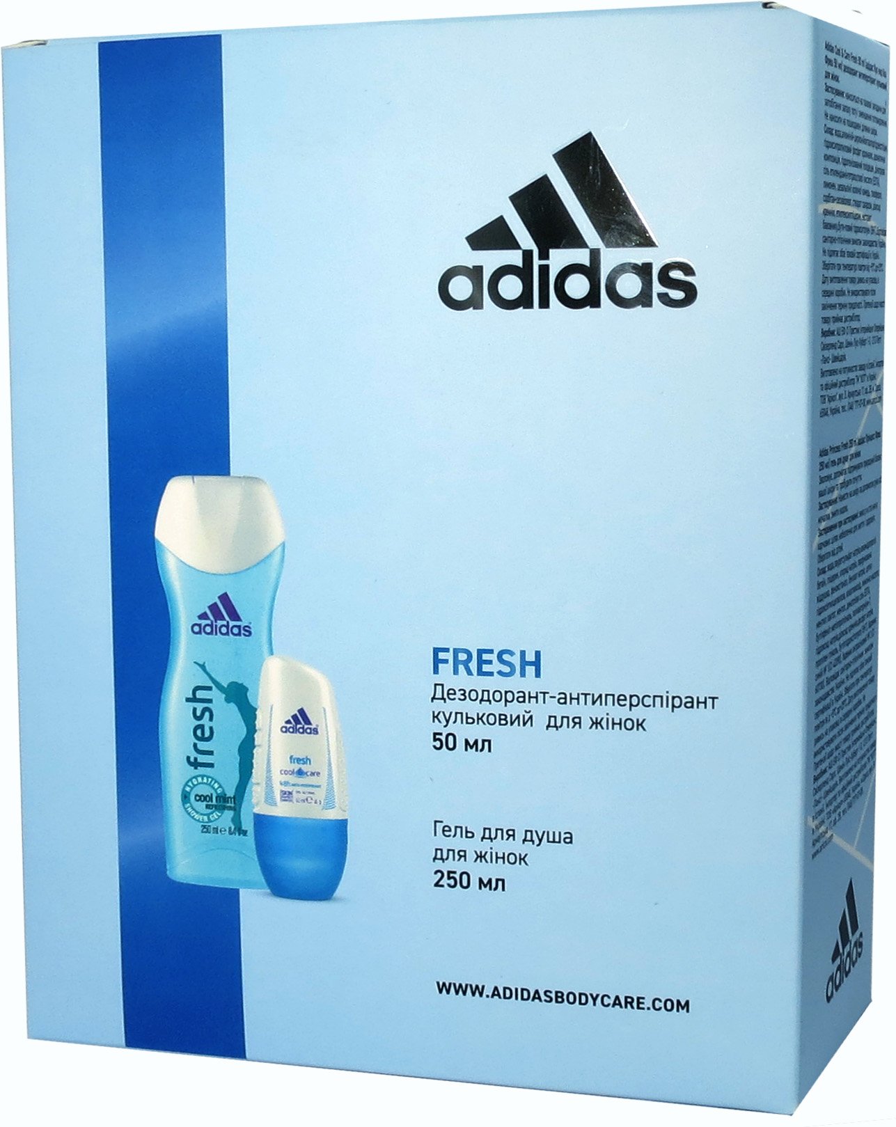 Набор для женщин Adidas 2020 Дезодорант-антиперспирант Fresh, 50 мл + Гель для душа, 250 мл - фото 1
