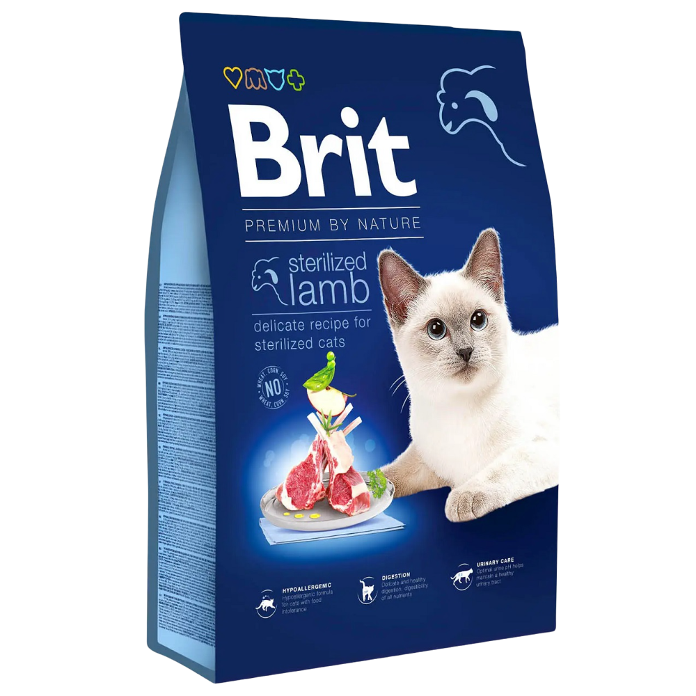 Сухой корм для стерилизованных котов Brit Premium by Nature Cat Sterilized Lamb, 8 кг (ягненок) - фото 1