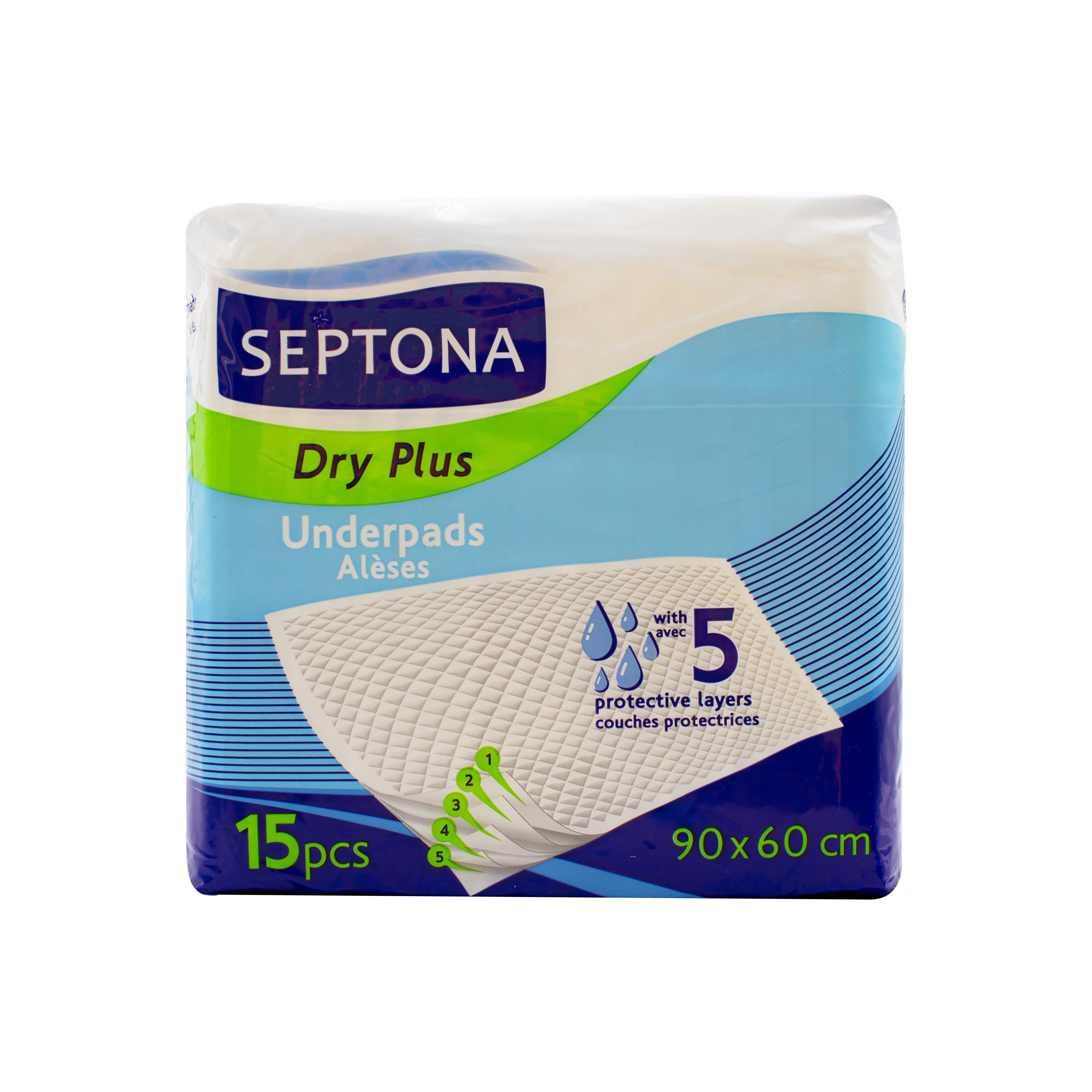 Одноразові гігієнічні пелюшки Septona Dry Plus, 90х60 см, 15 шт. - фото 1
